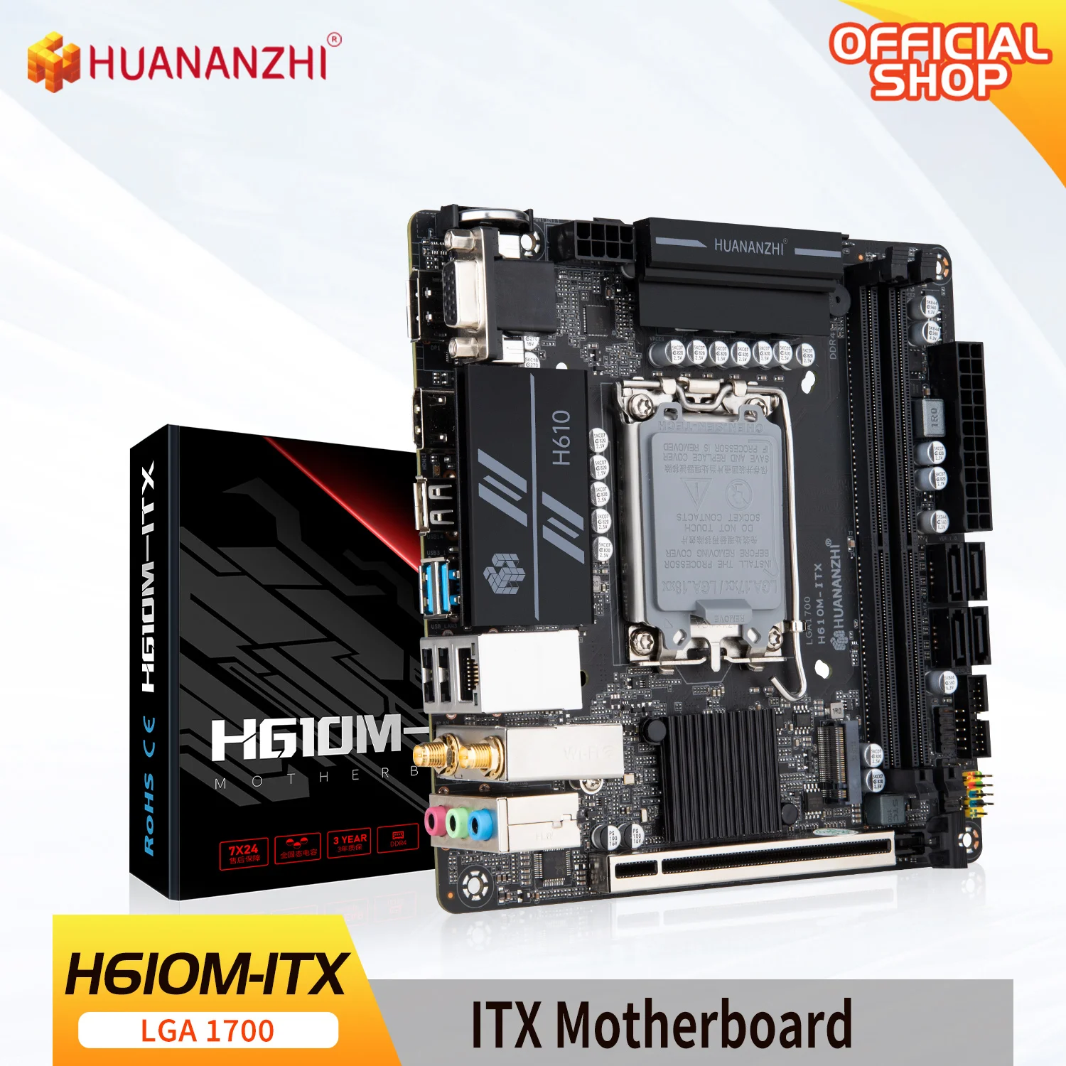 HUANANZHI ITX DDR4 마더보드 지원, 인텔 LGA 1700 CPU, 12100F, 12400F, 12490F, 12600F, 12700F, 13600F, H610M, 12, 13 세대