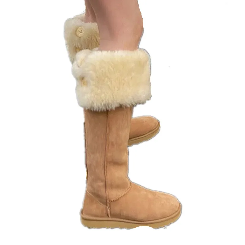 NEW Lamb Hair Snow Boots for Women in Autumn and Winter New High Tube Fur Integrated Plush Insulation and Slimming Casual Boots