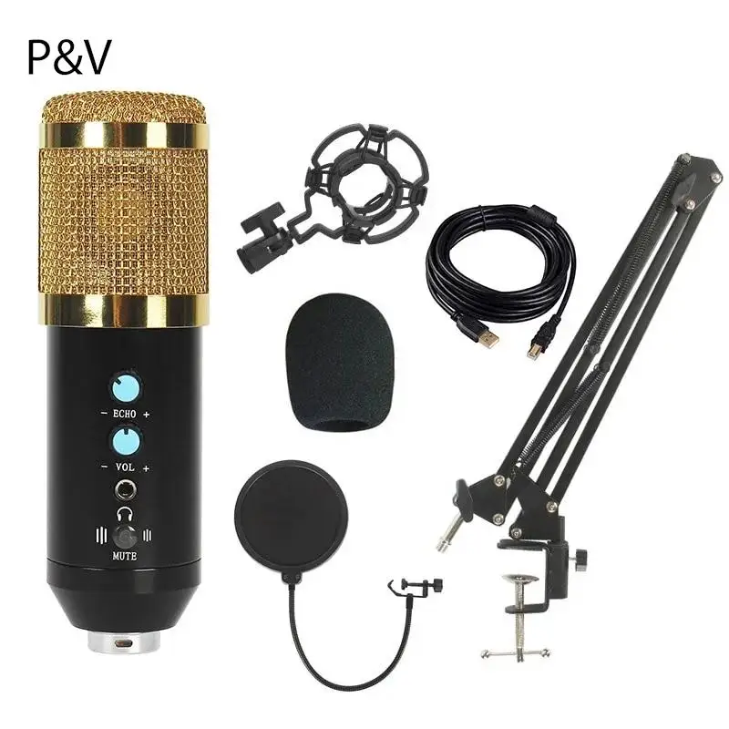 

Professional Condenser Vocal PC Recording Karaoke USB Studio Microphone Set For Radio Braodcasting With Mic Stand BM858