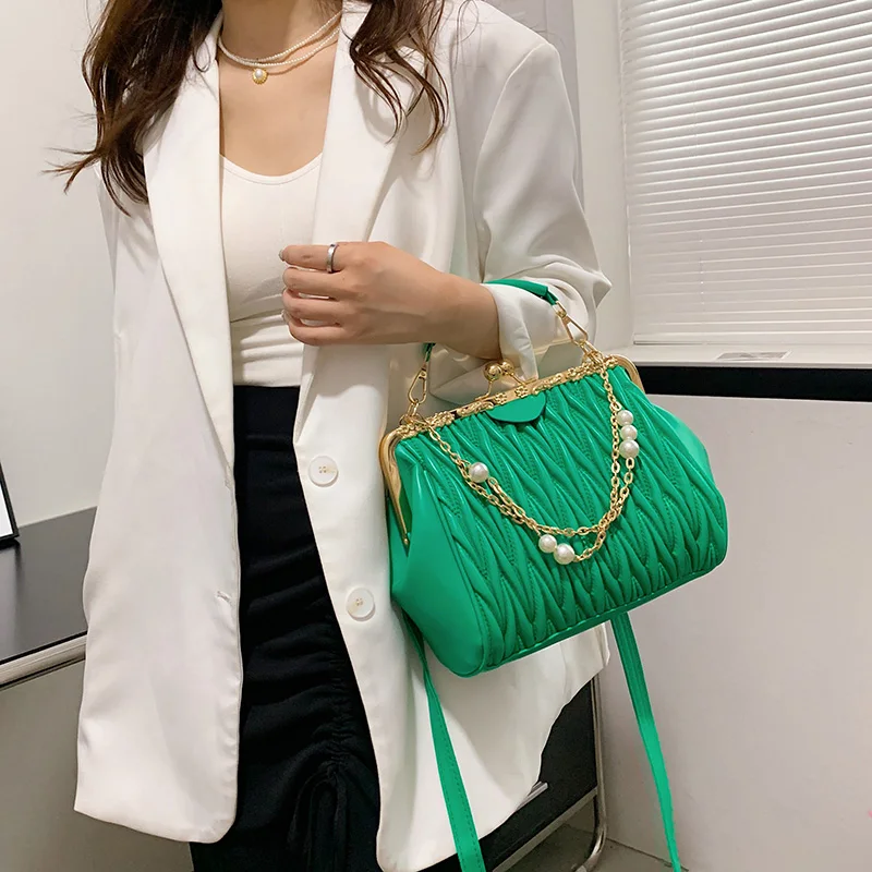 Crossbody Bag Women Handbags Women's Fashion Chain Shoulder Kiss Lock Shell Clip Crossbody Prom Clutch Handbags And Purse