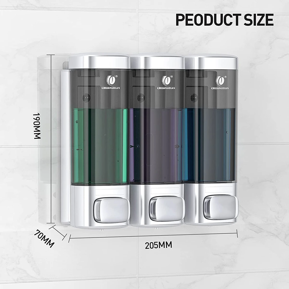 Liquid Soap Dispenser Pump Dispenser Wall Mount 320ML*3 Clear Bottle Dispenser for Kitchen Sink Bathroom Shower Gel Shampoo 6