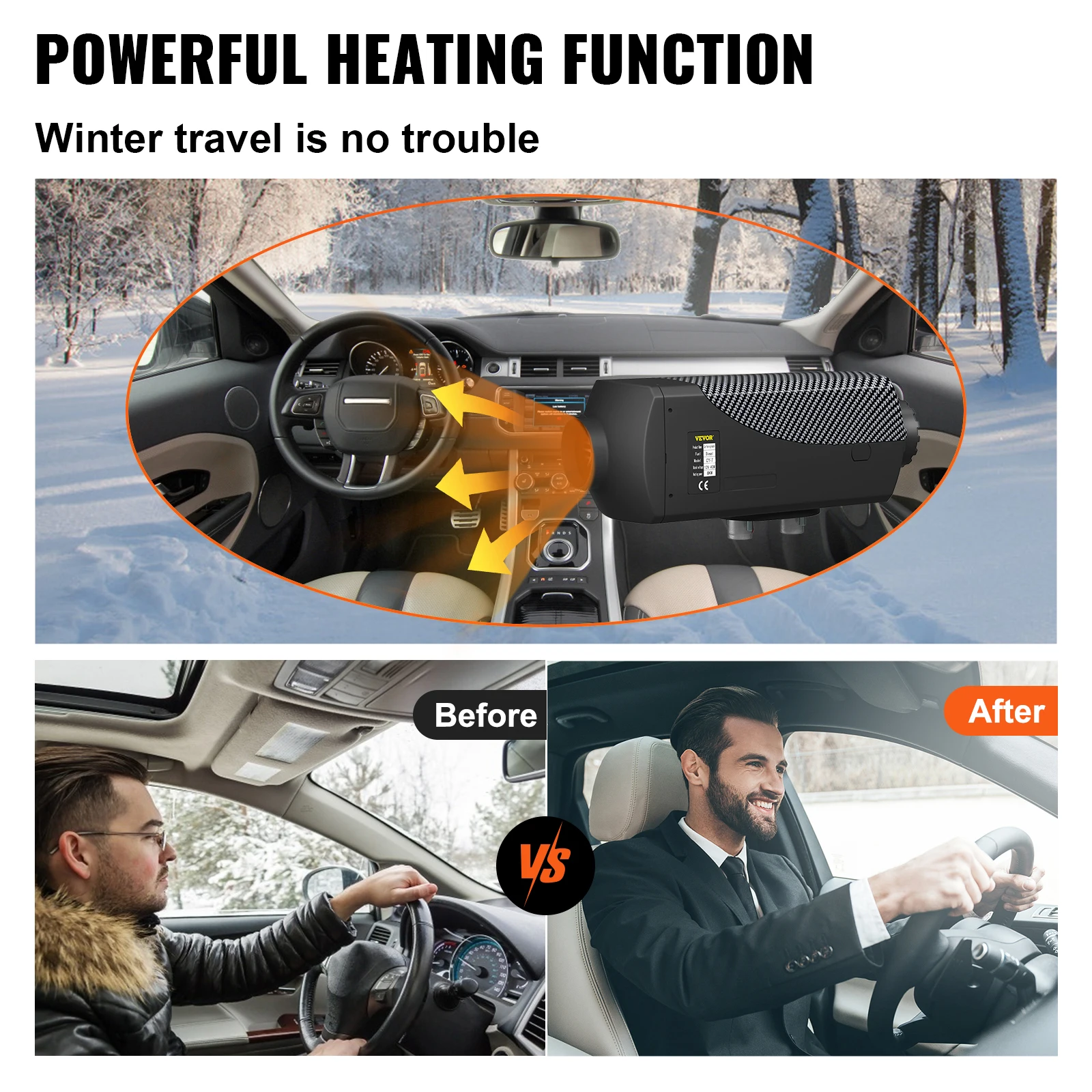 VEVOR 8KW Diesel Air Heater Muffler Diesel Heater 12V Remote Control Diesel Parking Heater with LCD Switch for Car Trucks Bus 3