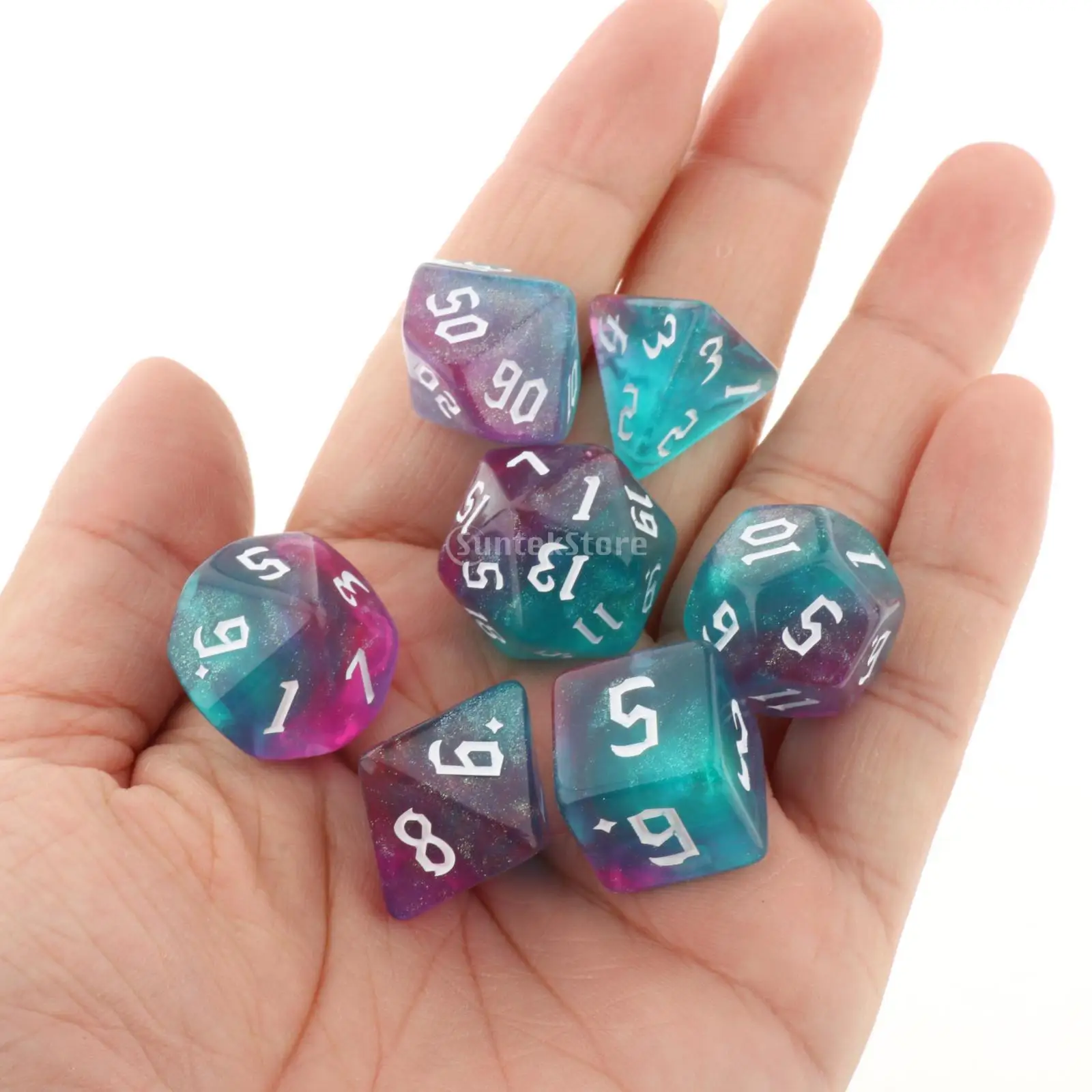 7/10Pcs Polyhedral Dices Set D4 D6 D8 D10 D12 D20 w/ Pouch Entertainment Toys Role Playing Game Supplies for DnD RPG Card Games