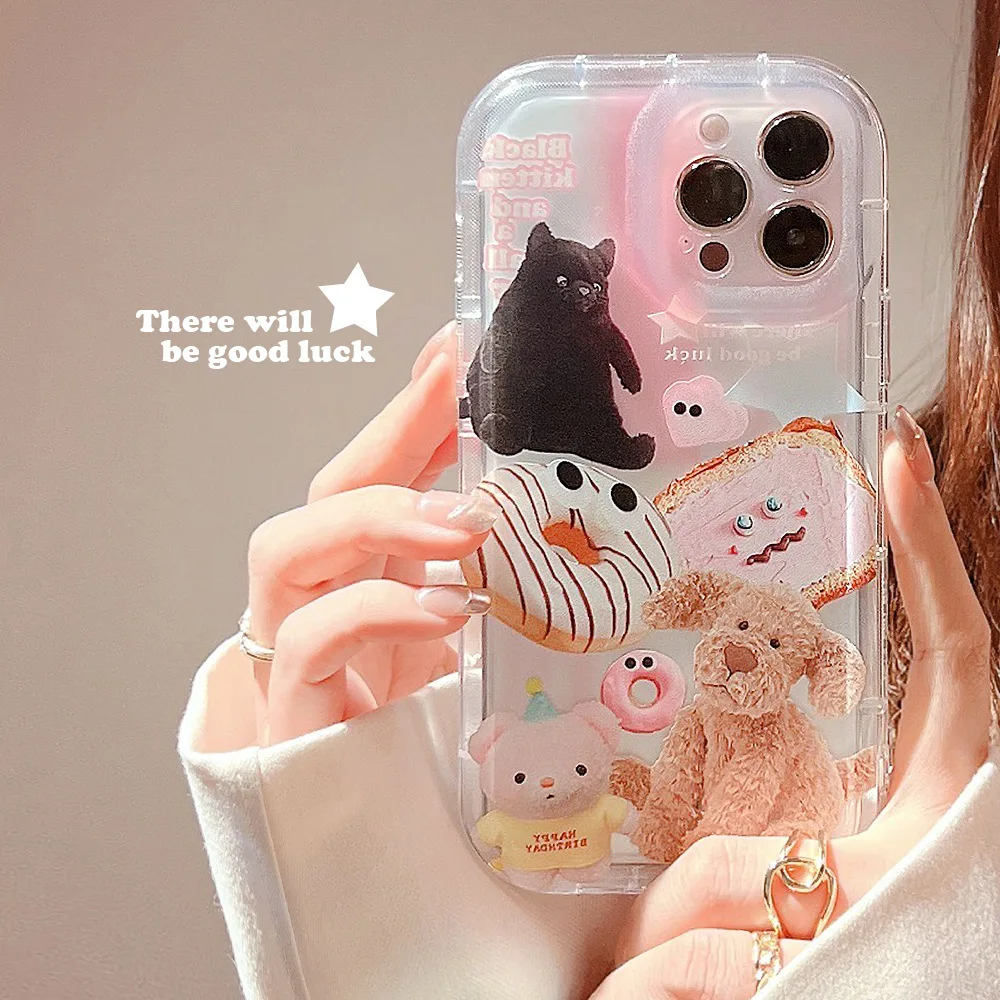 2pcs Black Cat Pattern Phone Case For Iphone 11 12 13 14 Pro Max