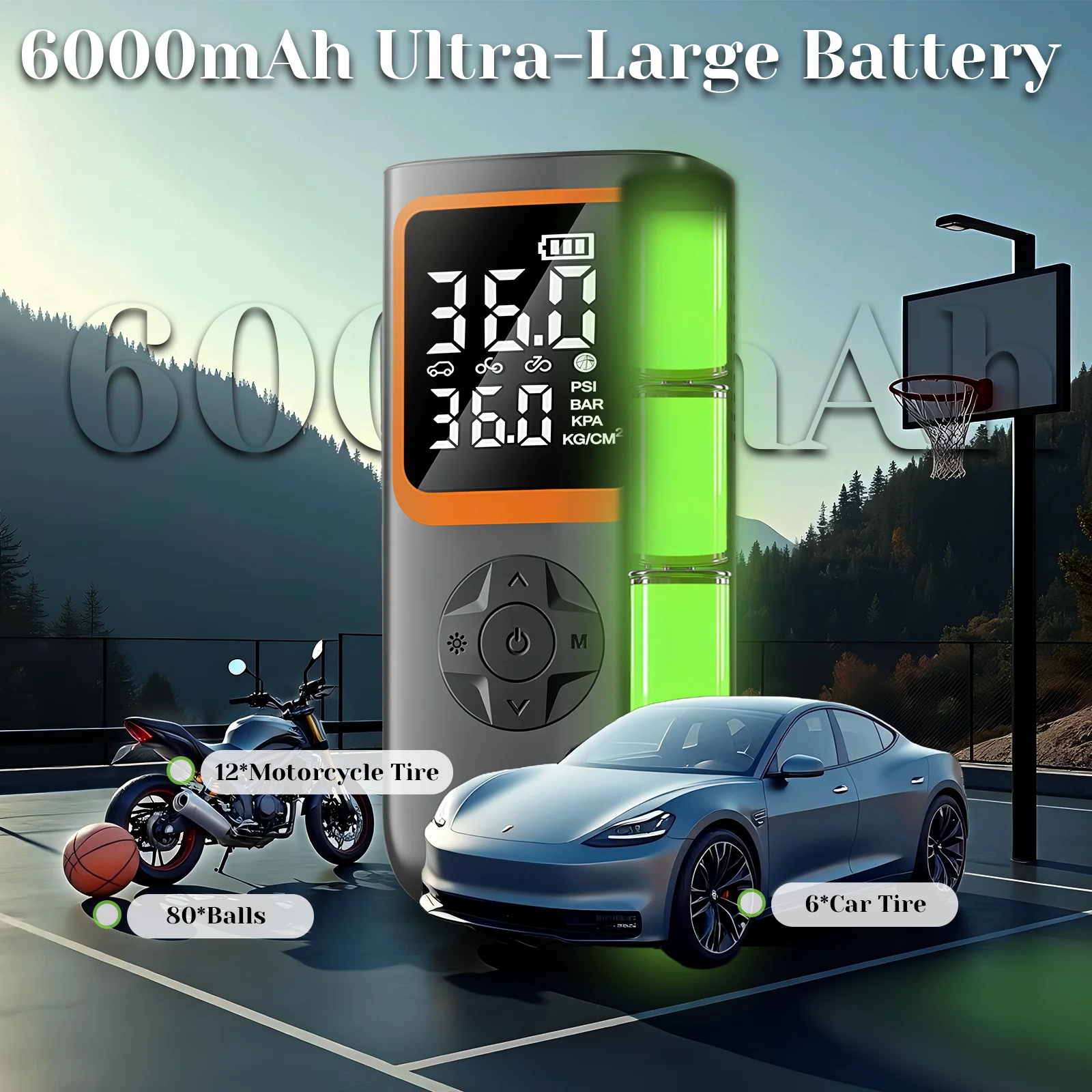 ���� �ڵ��� Ÿ�̾� ��â��, ���� ���� 6000mAh, �ڵ� ���� ���, ���� �� ������ ���� �޴�� ���� �����