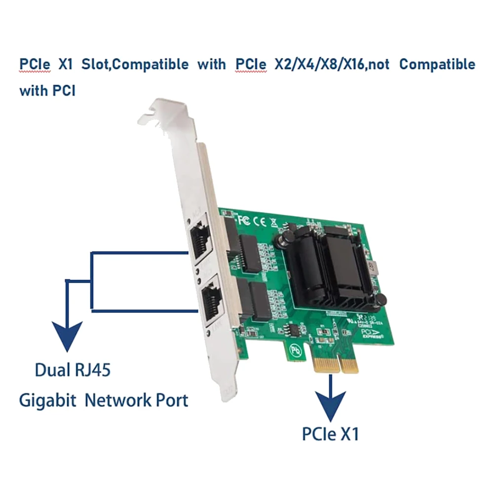 Двухпортовая гигабитная PCIe сетевая карта 1000M, двойной стандартный адаптер Ethernet с 82571EB сетевая карта LAN для Windows