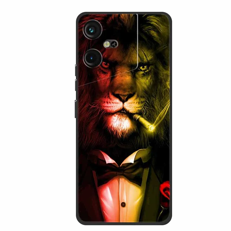 Luxury Soft Silicone TPU Phone Back Cover with Animal Wolf Design