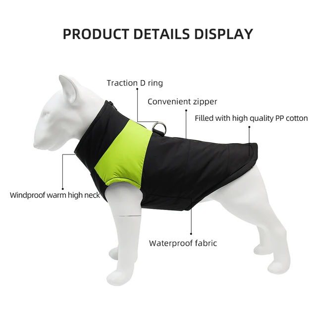 Pet Dog Jacket Warm Winter Clothes For Small Large Dogs Labrador Coat Windproof Waterproof Puppy Costume Vest With D-ring Pug 3