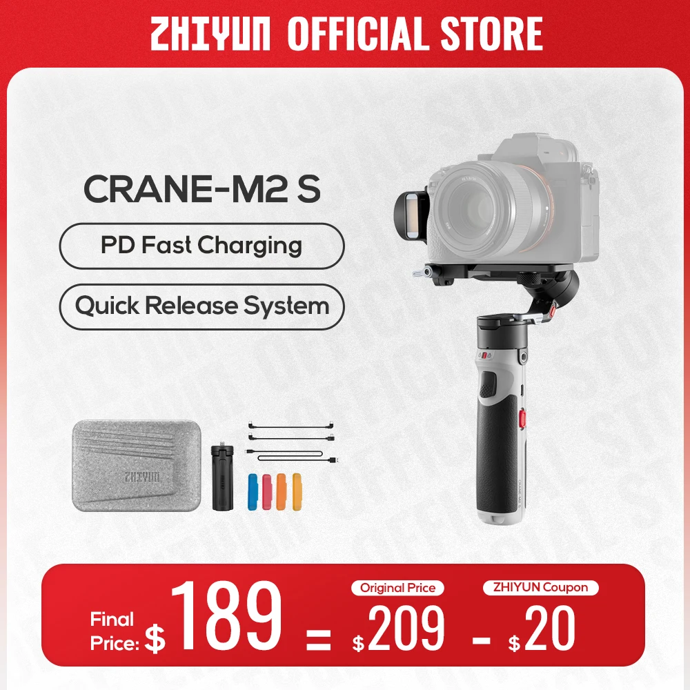 Zhiyun Crane M2S Ufficiale Gru M2S Fotocamere Gimbal Stabilizzatore Palmare A 3 Assi Per Sony Canon Action Compact Camera Smartphone Iphone 14