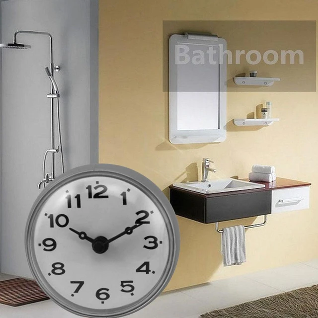Mini Reloj de pared con ventosa para baño, relojes de ducha antivaho  impermeables, Decoración de mesa de cuarzo para cocina y hogar, 7cm -  AliExpress