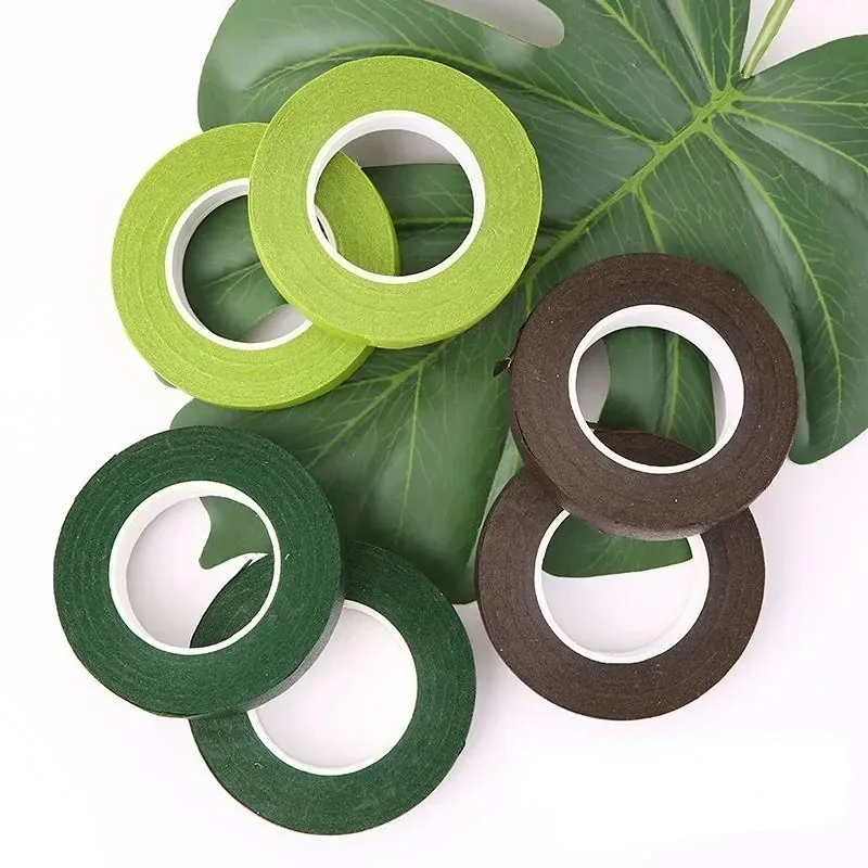 Self-adhesive Bouquet Floral Stem Tape Artificial Flower Stamen Wrapping Florist Green Brown Tapes DIY 12mm Flower Supplies grafting tape