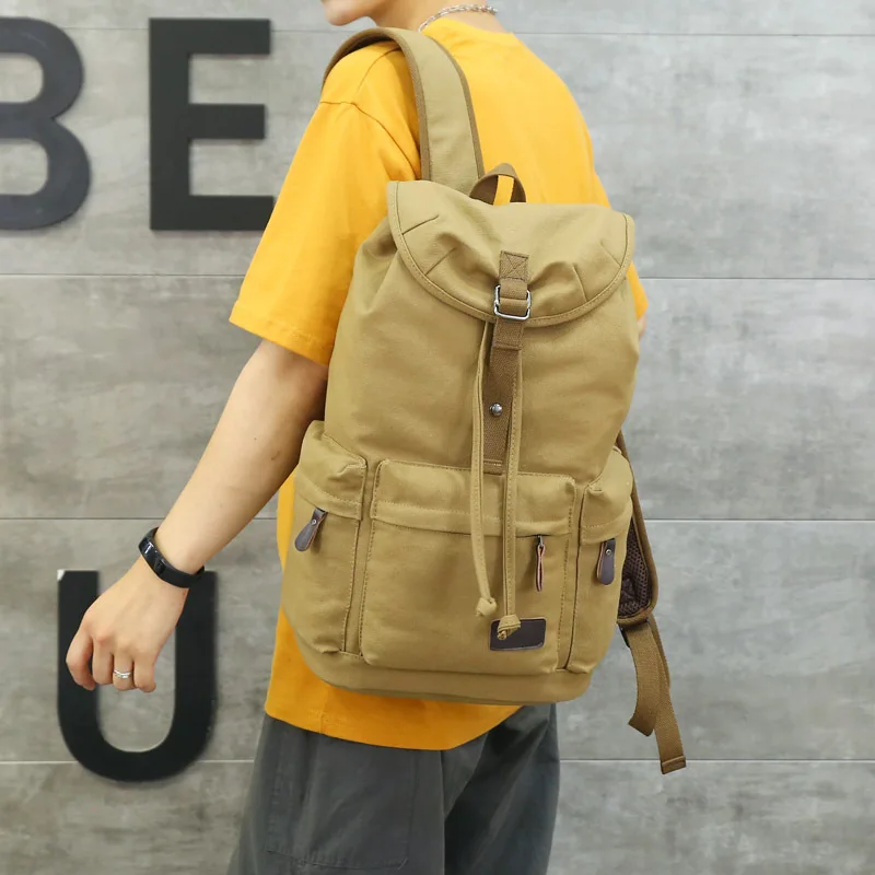 New Men's Backpack High Quality Trendy Canvas Backpack Large Capacity Outdoor Leisure Travel Designer Wear-Resistant Backpack