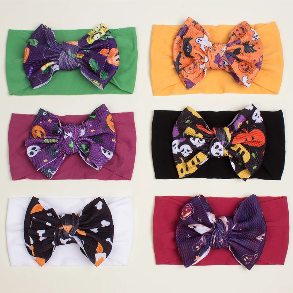 

New Halloween Children's Big Bow Tie Hair Band Hair Band Pumpkin Head Print Baby Hair Ornament Baby Headband Baby Accessories