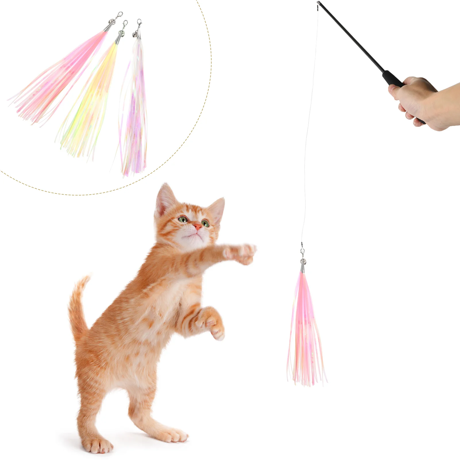 

3 Pcs Replacement Head for Cat Teaser Stuffed Toy Exercise Toys Supplies Plaything Pet Kitten Interactive Tassel Supply