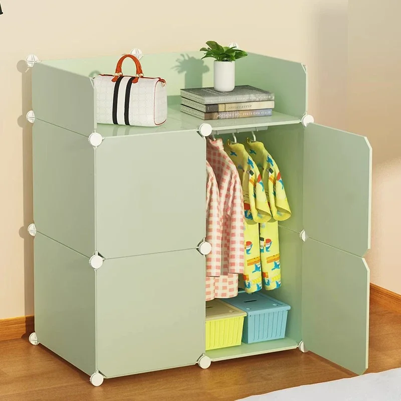 Kids Wardrobe Closet Closet Baby Children's Toy Cabinets Clothes Storage Organizer Sliding Door Child Cabinet Room Furniture