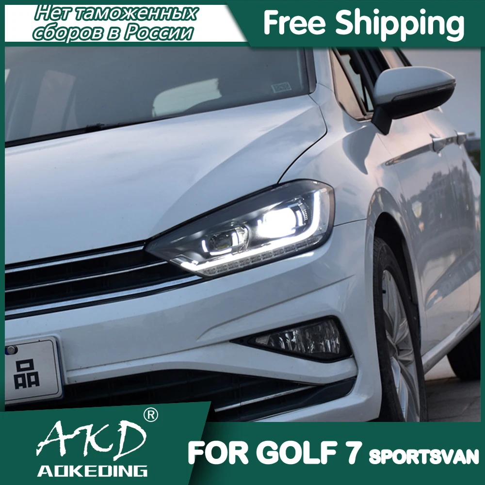 

Автомобильные фары для VW Golf 7 Sportsvan 2016-2018, фары s, дневные ходосветильник огни, светодиодсветодиодный Биксеноновые лампы, противотуманные фары, автомобильные аксессуары для гольфа 7, фары