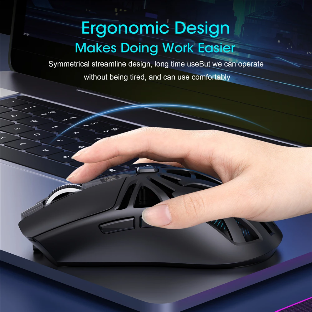 New T400 3-mode wireless gaming mouse 1000HZ 500mAh rechargeable 10000DPI USB-type C macro optical office mouse for pc