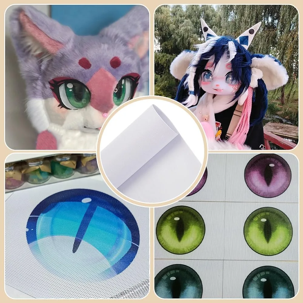Fursuit Eye Mesh Custom Fursuit Eye Mesh 39x11.8inch PVC Plastic Net 0.2mm Thick Waterproof Printable Mesh For Furries Cosplay Props