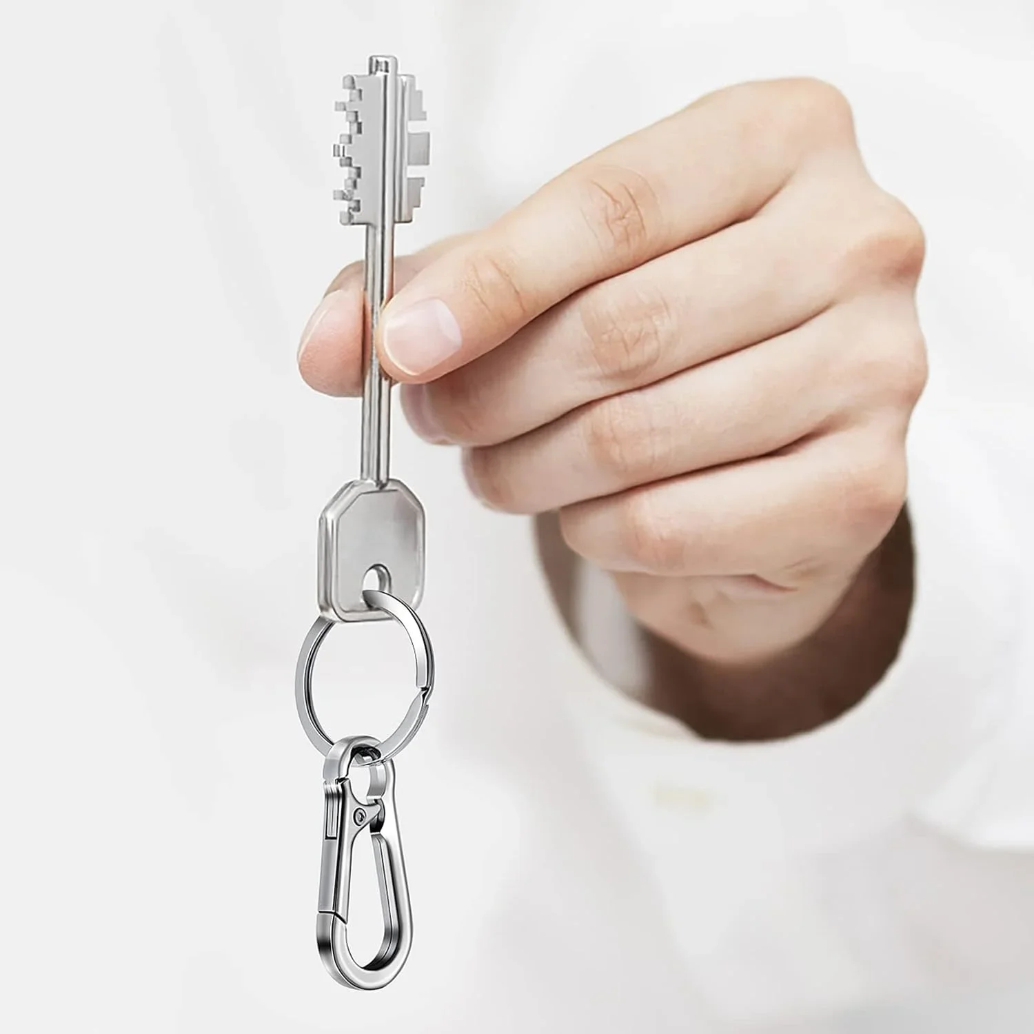3/4Pcs Carabiner Clip Keychain Climbing Hook Stainless Steel Car Strong Carabiner Shape Keychain Accessories Metal KeyChain Ring 5
