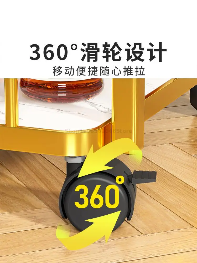 European Light Luxury Mobile Trolley Food Truck Restaurant Delivery Dining Car Tableware Storage And Push Drivers To Push The