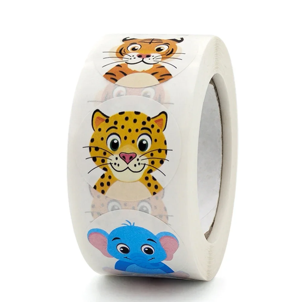 

100-500pcs 1inch Cartoon Animal Stickers for kids Reward Label Toy Game Sticker Gift Sealing Labels DIY Scrapbooking Decoration