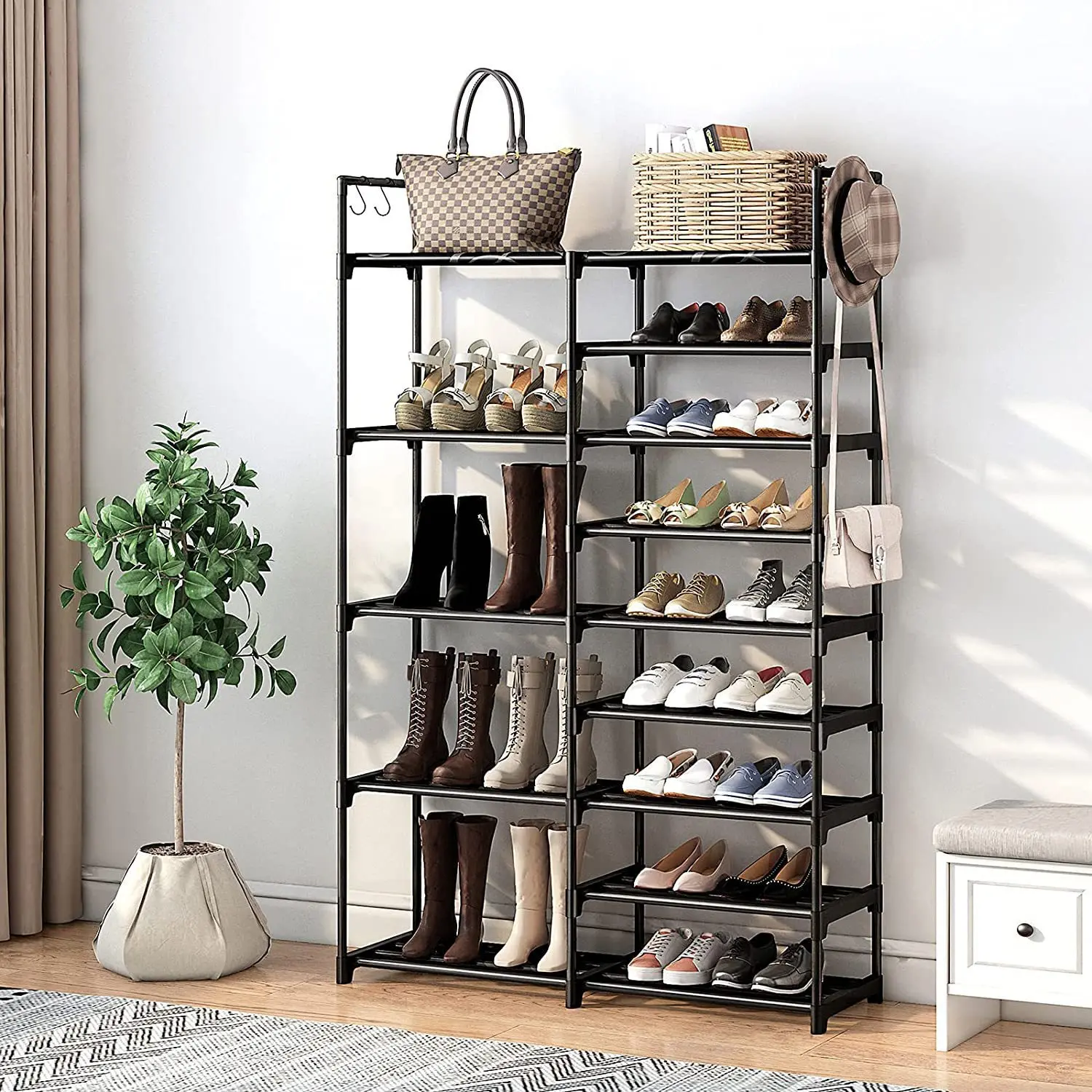 Range-chaussures à grande capacité, gain de place, organisateur de  chaussures à cadre en Tube d'acier, meuble d'étagère pour la maison -  AliExpress
