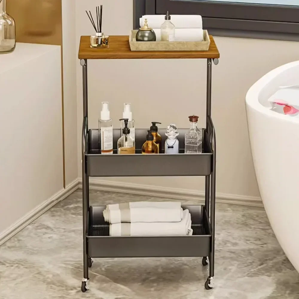 Storage Cart High-capacity Waterproof Rustproof Home Multi-layer Trolley With Wheels Strong Load-bearing Capacity Rolling Cart
