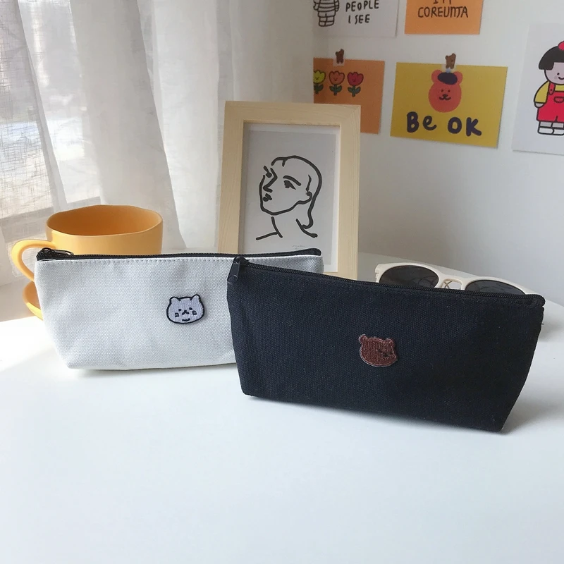 

Black White Pencil Cases Large Capacity Pencil Bag Pouch Holder Box for Girls Office Student Stationery Bag School Supplies