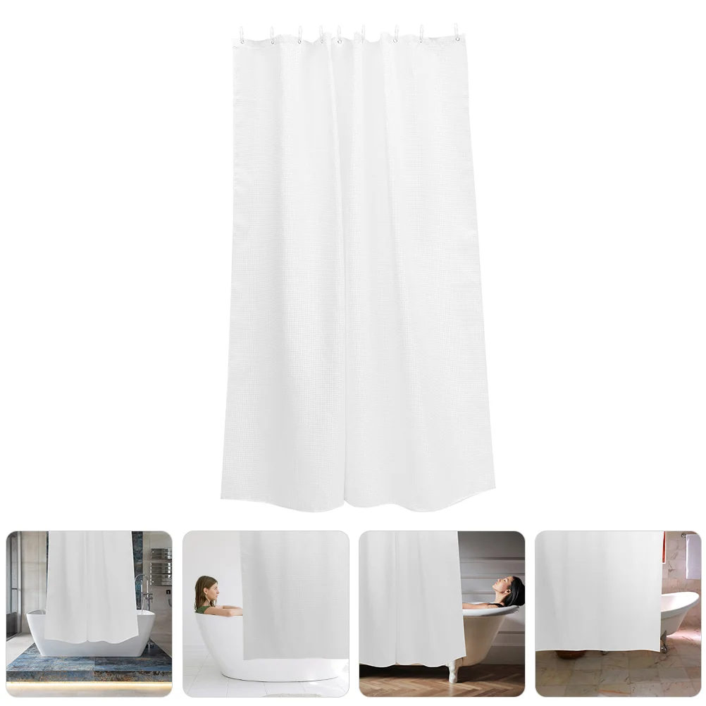 

Bath Curtain Polyester Shower Hooks Plain Color Bathroom Accessory Curtains for Household Short Water Proof
