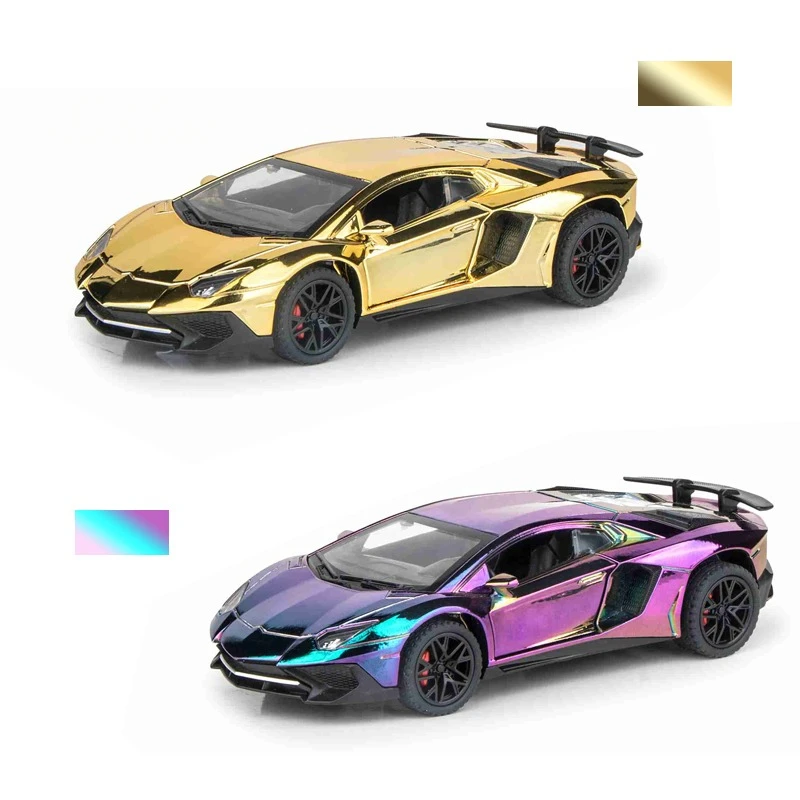 1:32 Electroplated Lamborghini SVJ LP750 Super Car Model with Sound Light Children Boy Diecast Toy Vehicle Miniature Voiture 5