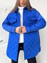  Loose Padded Long Lingge Women's Winter Jacket Casual Turn Down Collar Belt Straight Overcoat Office Lady Outwear Woman Clothes 