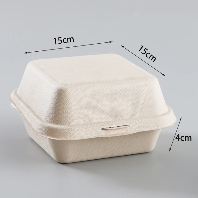 10pcs Disposable Paper Pulp Square Bento Box For Baking Cakes & Hamburgers