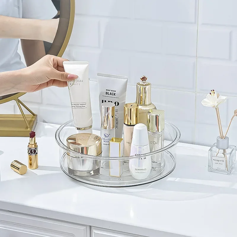 360 Degree Rotating Plastic Storage Tray Cosmetic Storage Box Brush Holder Cosmet Luxury Makeup Organiser Lipsticks Container 4