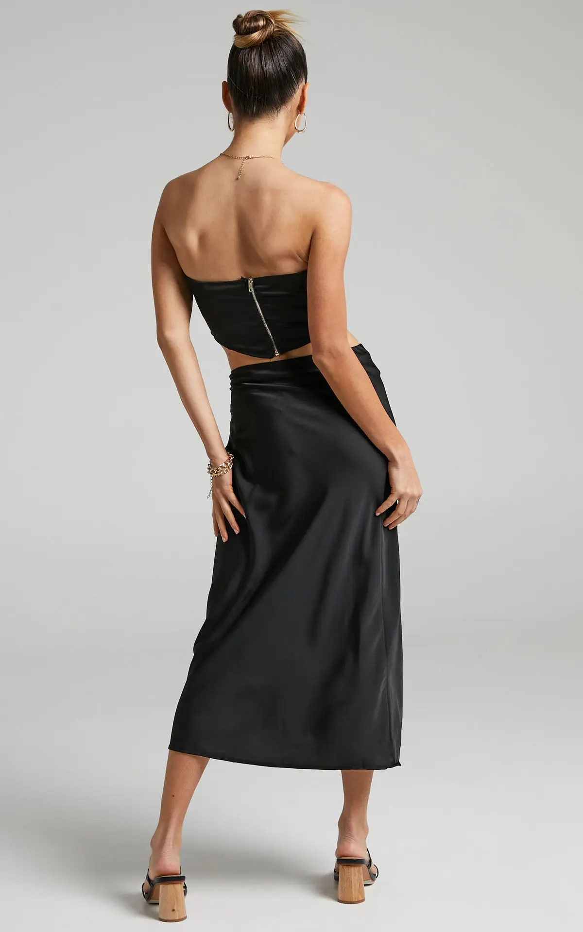 Jupe Midi En Satin élastique Taille Haute - Couleur Et Taille Variables - Neuve Avec étiquettes