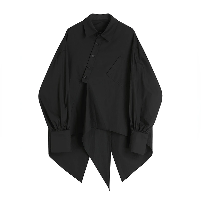 

Асимметричные однотонные белые женские рубашки, Летний Новый дизайн 2023, с отложным воротником, свободные элегантные женские топы