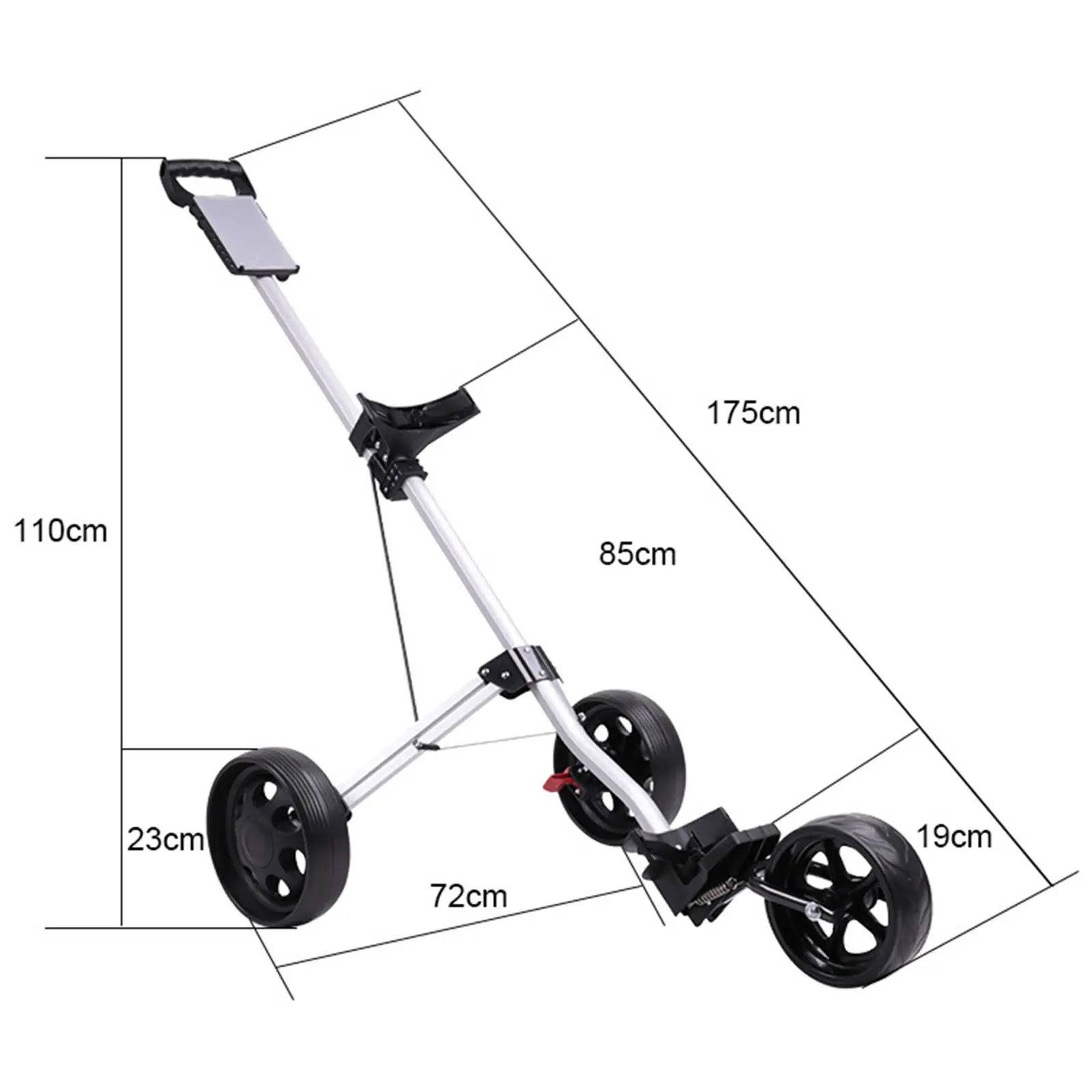 Golf Trolley Caddy Cart for Golf Bag with Scoreboard Aluminum Alloy 3 Wheel