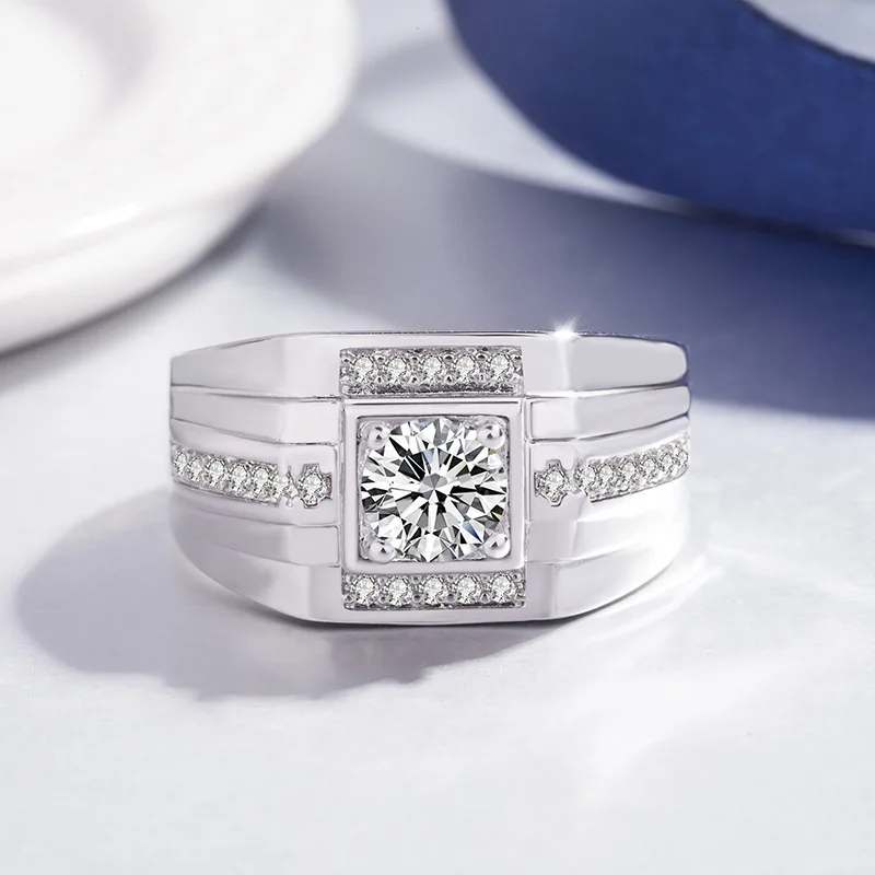Silver Wedding Ring Men Adjustable 925 Sterling