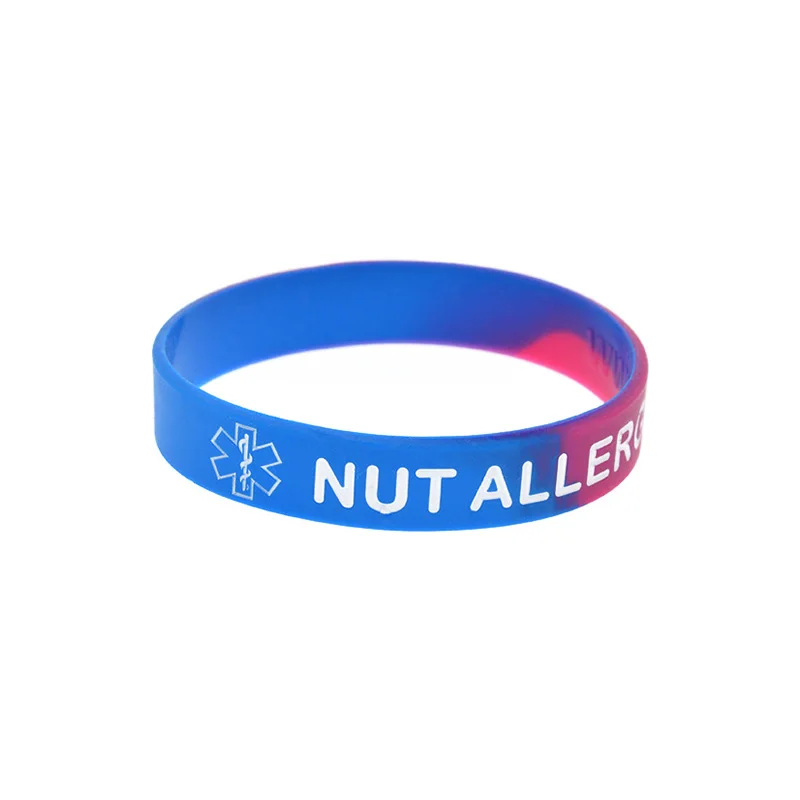 1PC/5PCS Nut Allergy Silicone Rubber Wristband Subsection Color 2 Sizes 4