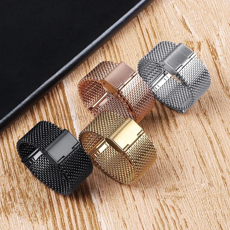 1,0mm Milanaise-Mesh-Armband aus Edelstahl, 18mm 20mm 22mm 24mm Uhrenarmbänder für DW, 3mm dickes Armband für Omega – Detail 2