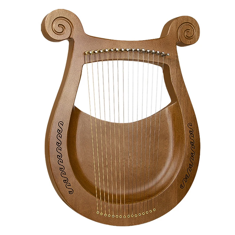 

16 19 Strings Lyre Harp Portable Professional Lyre Piano C Key Wooden Mahogany Finger Harp Beginner Musical Instrument Kid Gifts