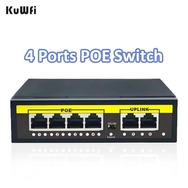 Network Switch 48V POE 100Mbps 4 Port for IP Camera CCTV