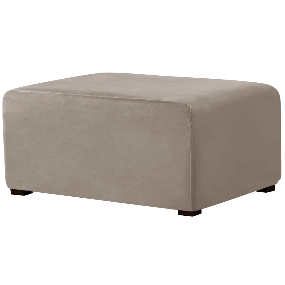 Luxurious Velvet Stretch Rectangle Ottoman Slipcover - Washable and Removable Footstool Protector