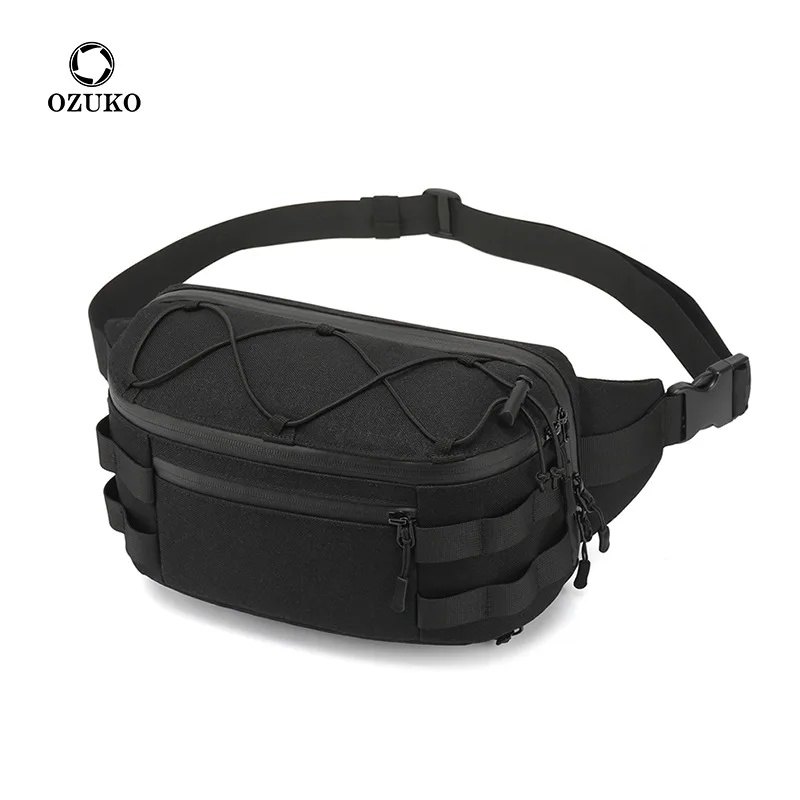 

OZUKO Running fanny pack Men's Waist Bag Fashion Chest Pack Outdoor Sports Belt Bag for Teenager Waterproof Men Waist Bags