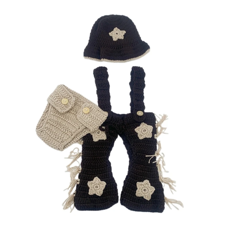 

Baby Photo Clothes Costume Newborns Photography Props Clothing Knit Hat Pants Diaper Outfit Set Baby Infant Supply