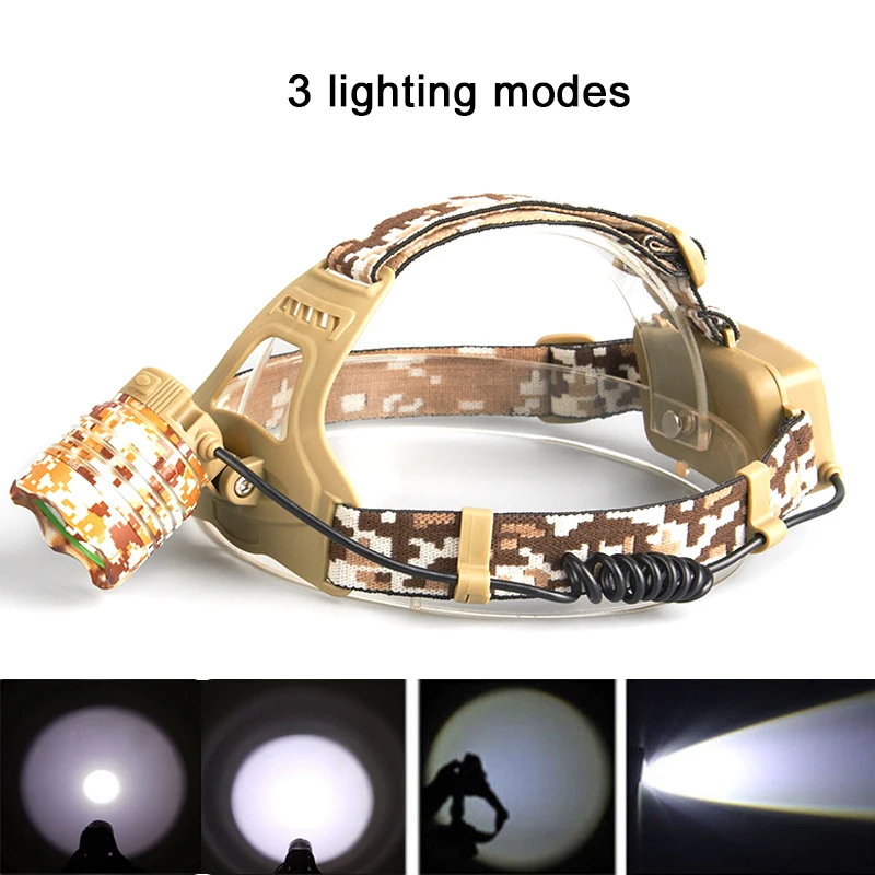 MultiCam LEDランタン 迷彩 Camouflage Led Headlamp T6 waterproof LED Headlight led Head