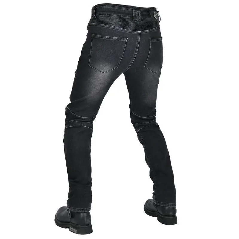 오토바이 청바지 남성용 레트로 오토바이 라이딩 팬츠 겨울용 플리스 따뜻한 방풍 레이싱 안티드롭 팬츠