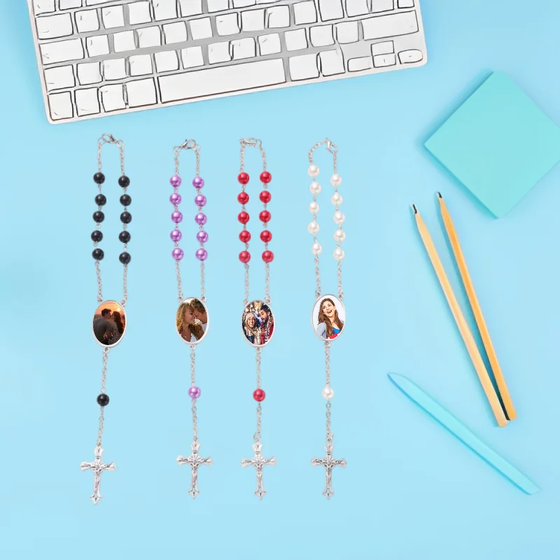 Customized Personal Image Car Pendant with ABS Beads - Unique Commemorative Gift