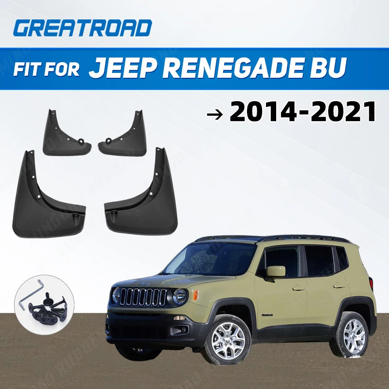 

4Pcs/Set Car Mudflaps Splash Guards Mud Flap Mudguards Fender For Jeep Renegade BU 2014-2021 2015 2016 Car Styling Accessories