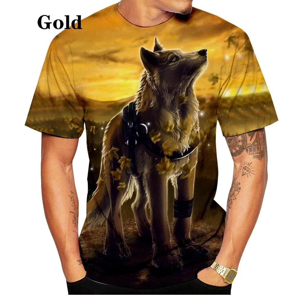 

Fashion men women 's T-shirt 3d Printed Animal Wolf Hip Hop Rock Personality Creative Top Quality shortsleeve