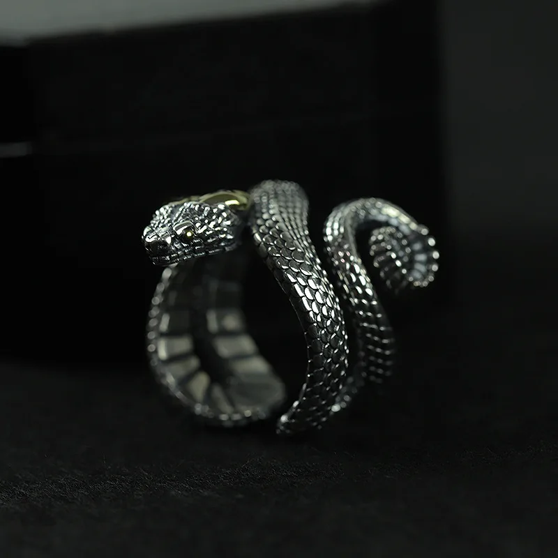 

Domineering Snake Shape Rings Silver Color Opening Adjustable Animal Ring for Men Women's Finger Ring Party Jewelry Accessories